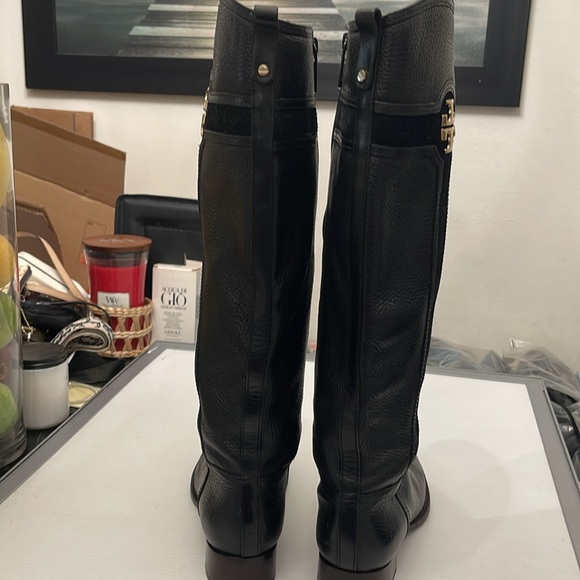 TORY BURCH ALAINA BLACK PEBBLED LEATHER BOOTS WOMENS SIZE 8M - Picture 3 of 16